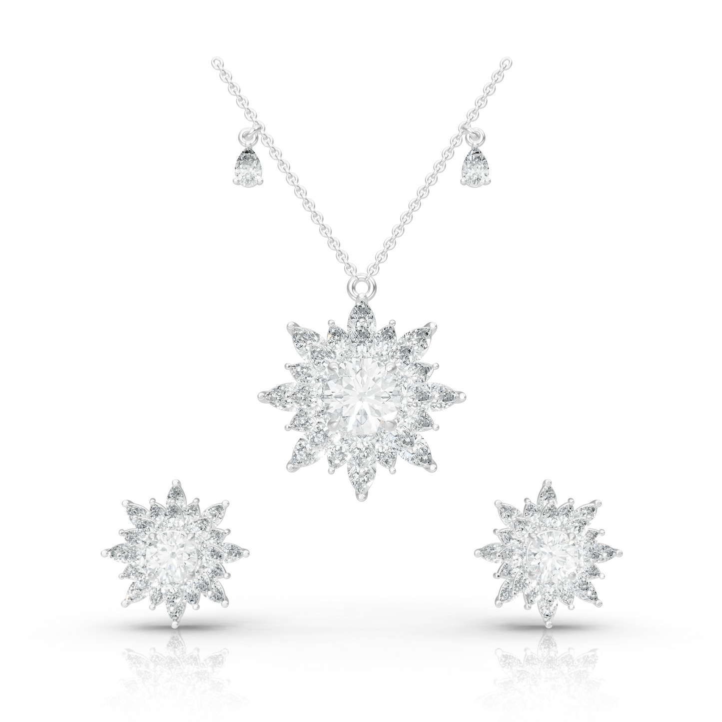 Aura Detachable Lab Diamond Pendant with Matching Studs Set