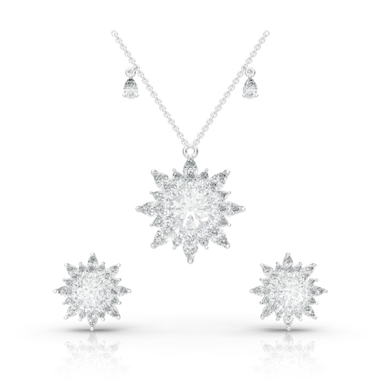 Aura Detachable Lab Diamond Pendant with Matching Studs Set