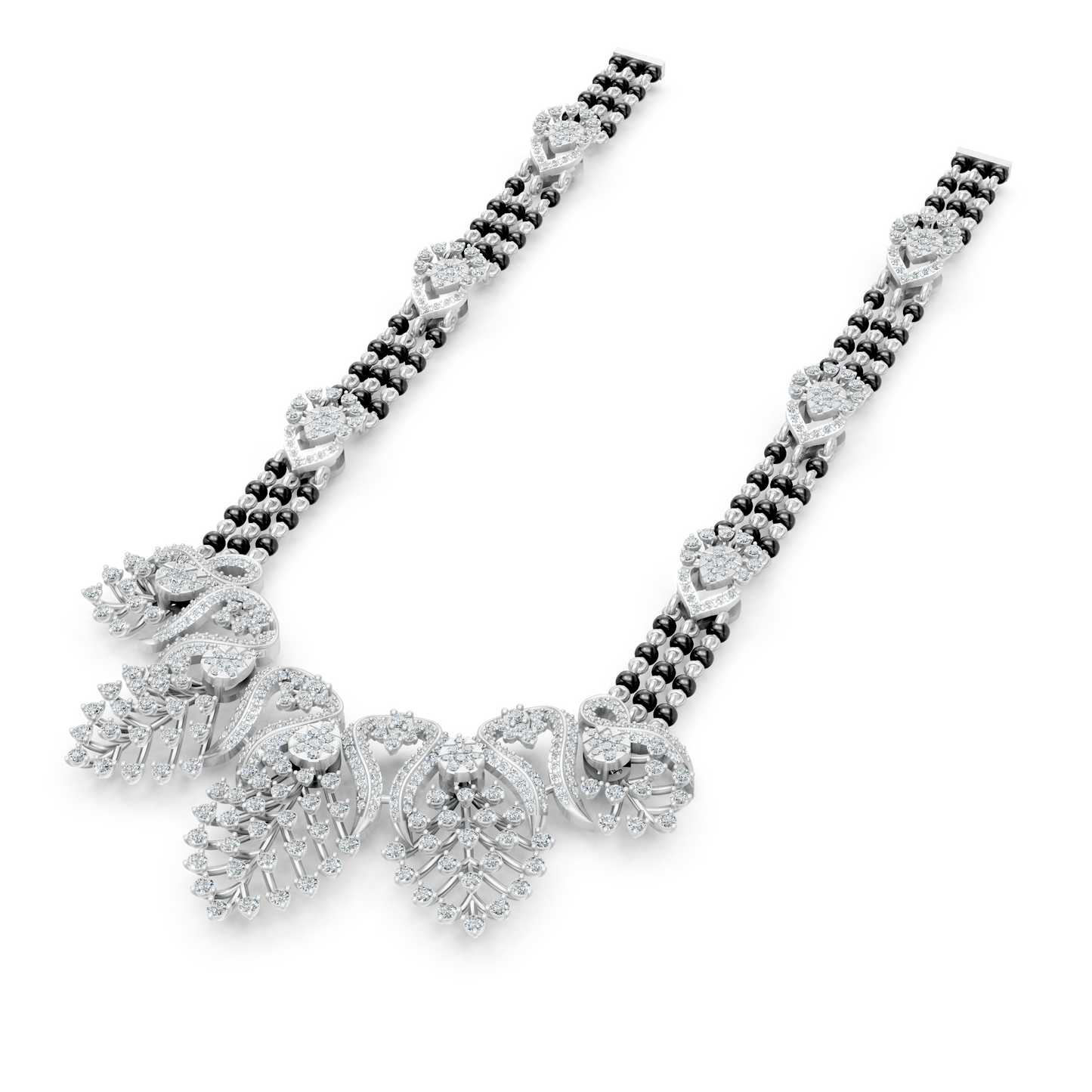 Minimal Luxe Lab Diamond Mangalsutra – Modern Tri-Strand Statement Necklace