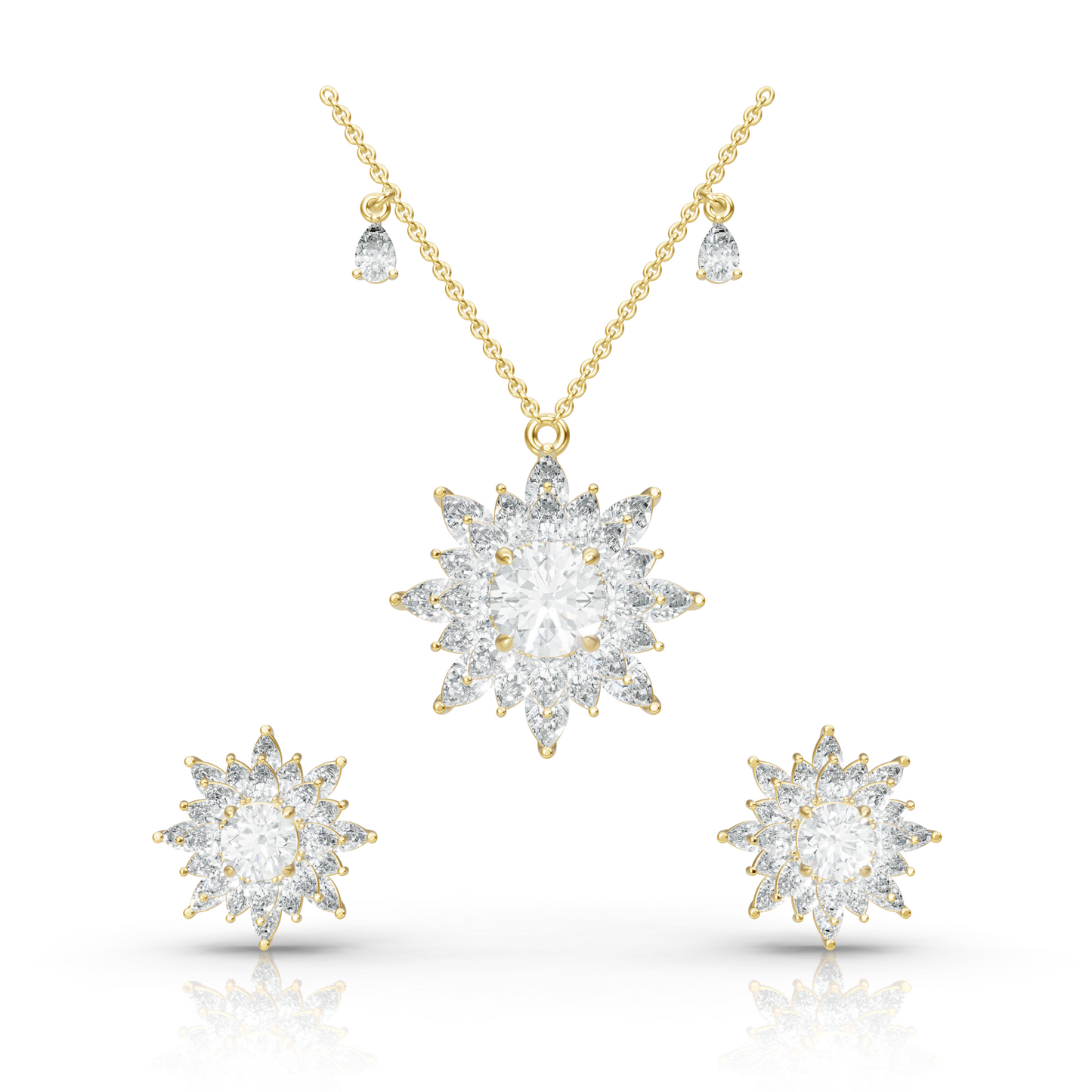 Aura Detachable Lab Diamond Pendant with Matching Studs Set