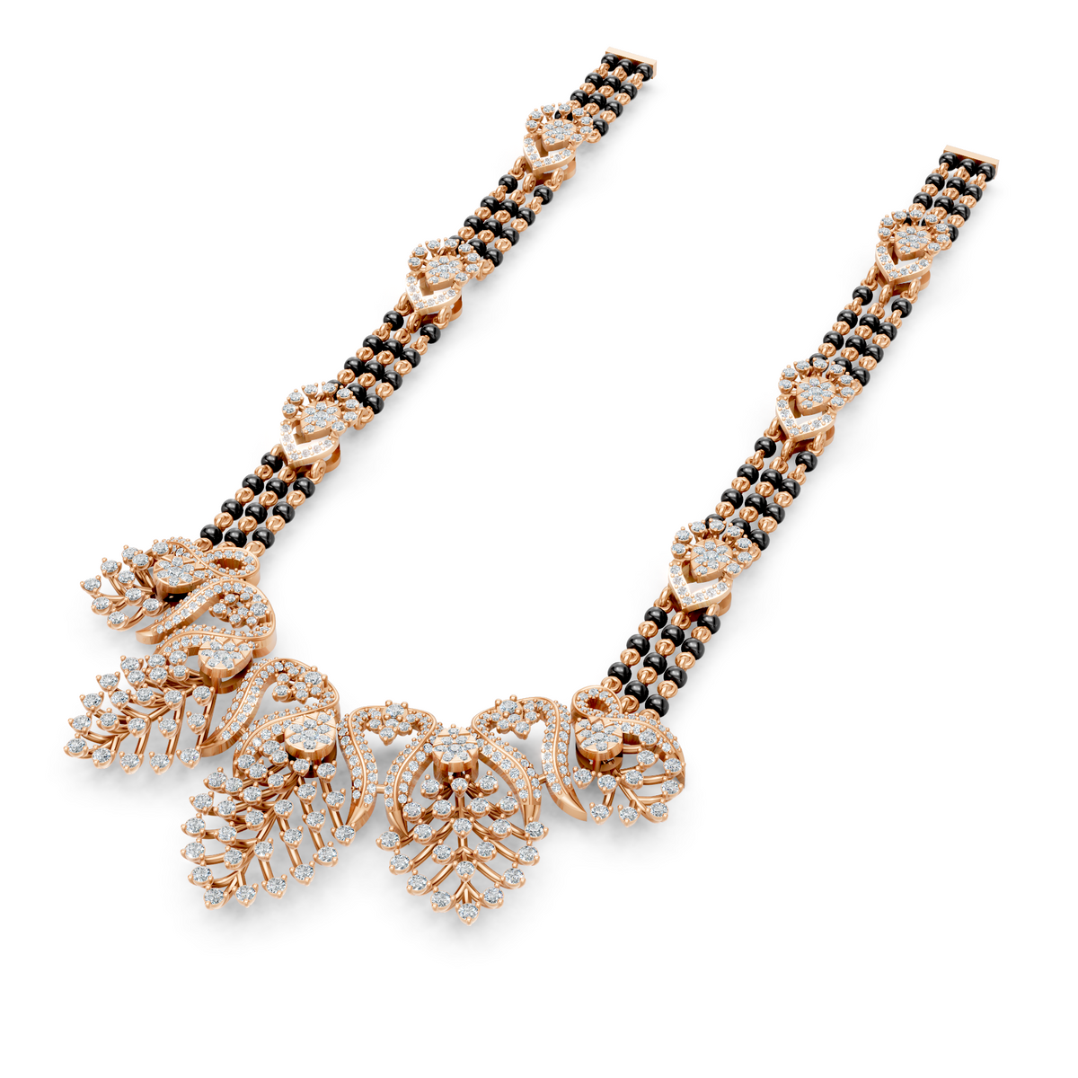 Minimal Luxe Lab Diamond Mangalsutra – Modern tri-Strand Statement Necklace