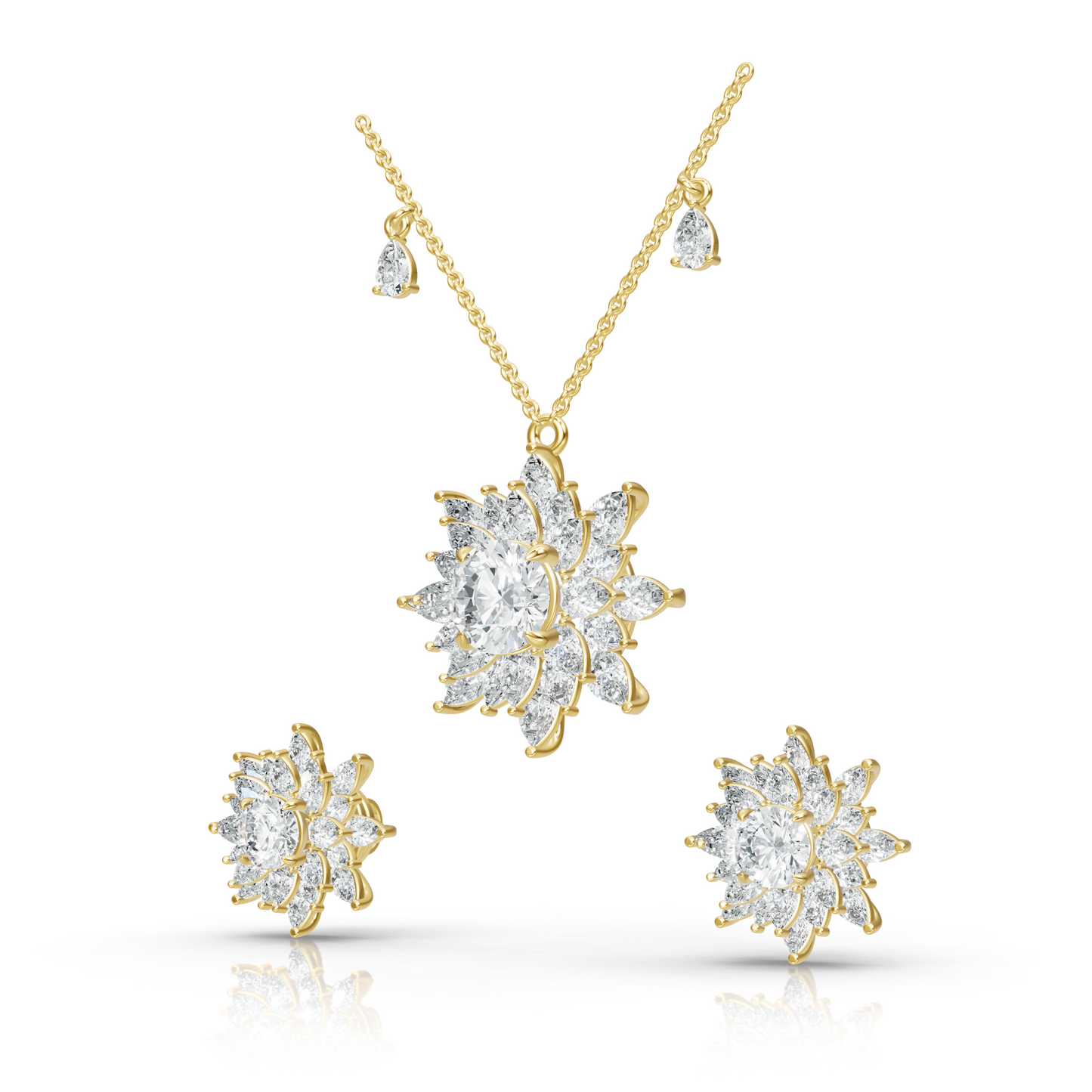 Aura Detachable Lab Diamond Pendant with Matching Studs Set
