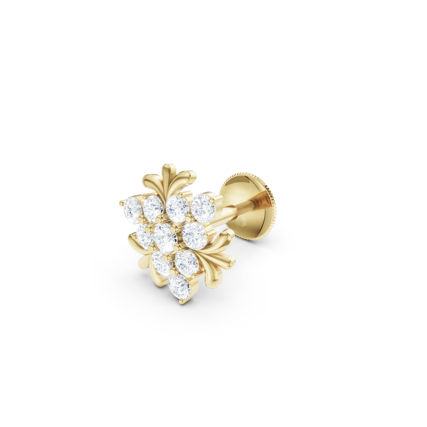 Diamond Nosepin With Lab Grown Brilliant Round .50 Carat Cluster Diamond