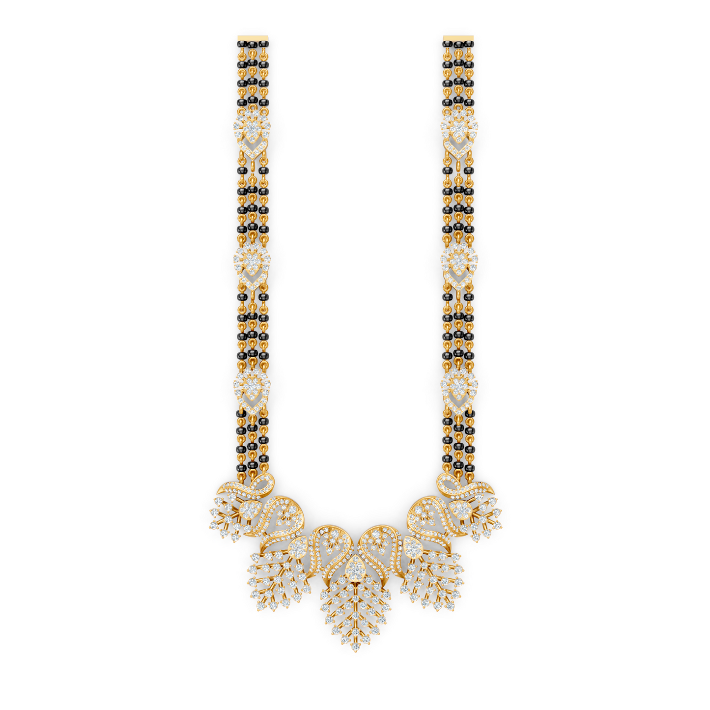 Minimal Luxe Lab Diamond Mangalsutra – Modern tri-Strand Statement Necklace