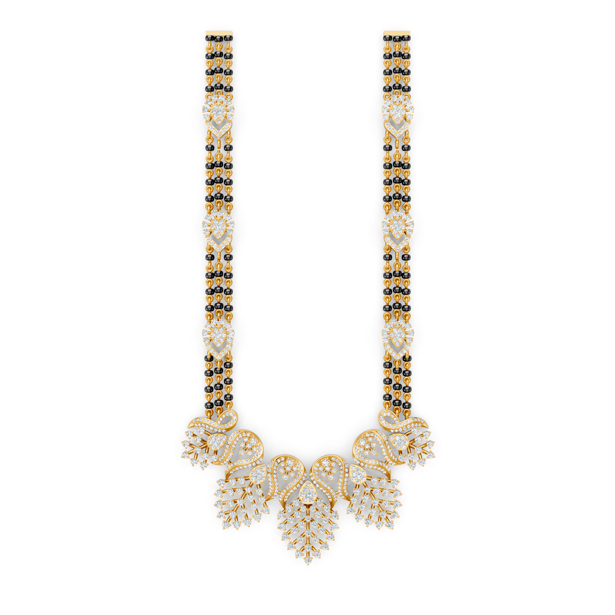 Minimal Luxe Lab Diamond Mangalsutra – Modern tri-Strand Statement Necklace