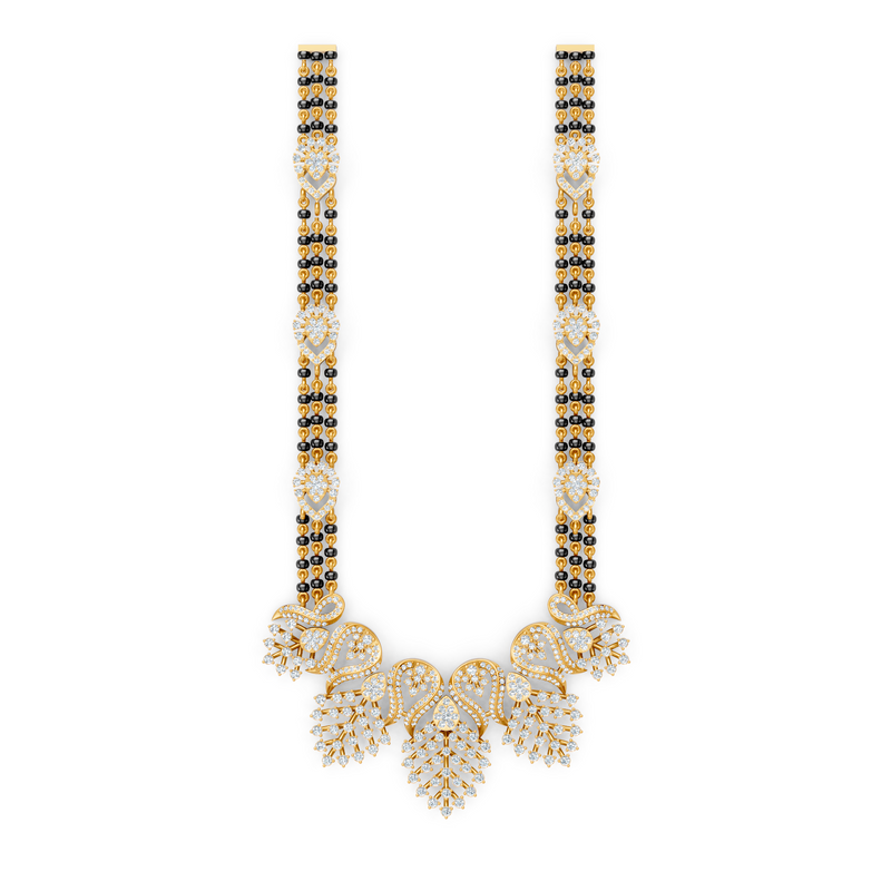 Minimal Luxe Lab Diamond Mangalsutra – Modern tri-Strand Statement Necklace